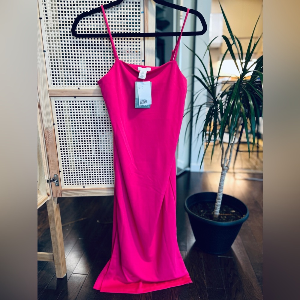 BNWT H&M pink jersey slip dress XS